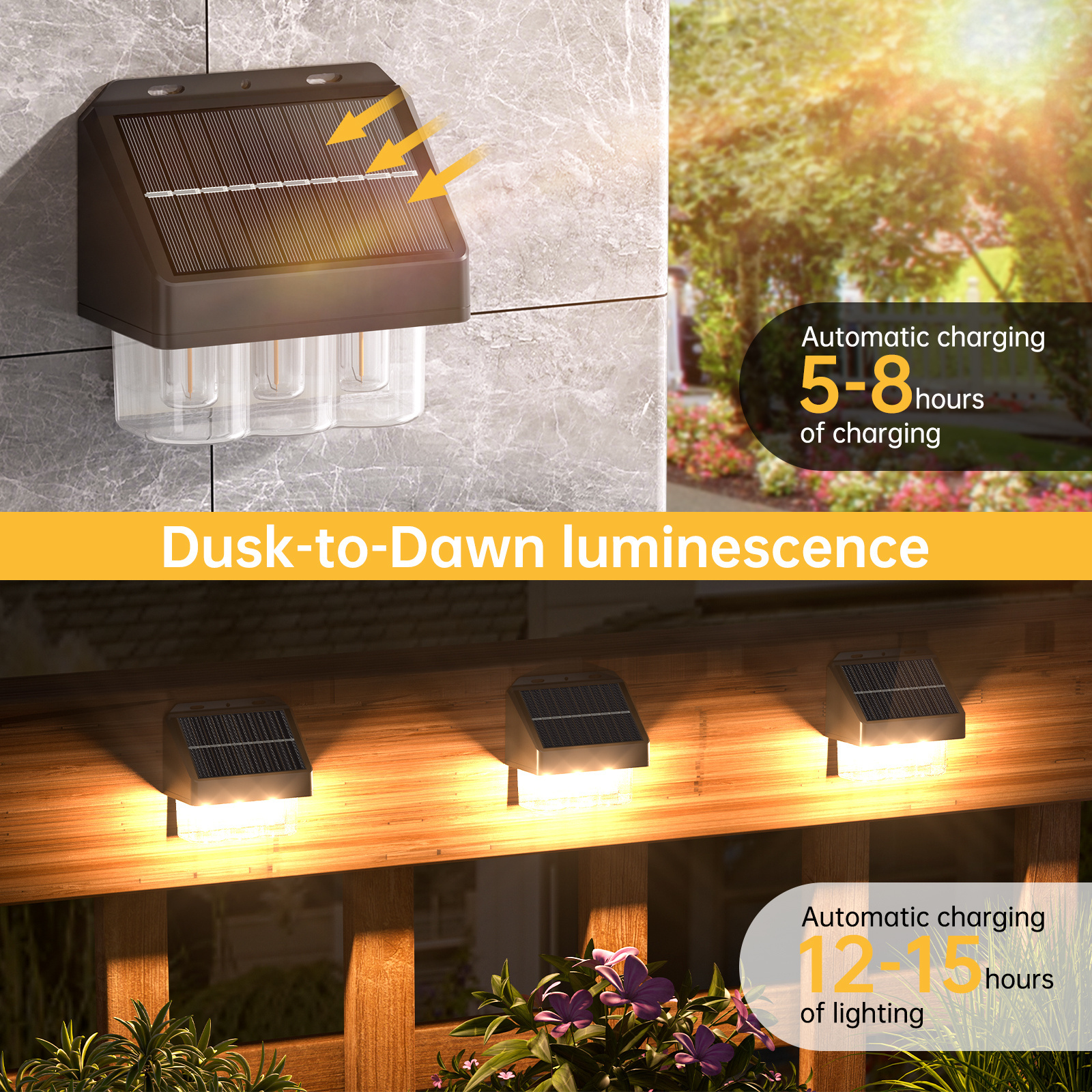 Wholesale OEM Waterproof Decorative Fence Pillar Light Outdoor Garden Fence Lamp Wall Mounted Up And Down Solar Wall Light