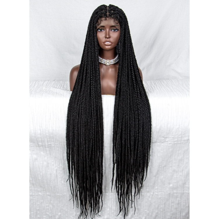 Wholesale Braided Wigs Synthetic Full Lace Braiding Wigs For Black Women 36 Inches Long Hair Wigs With Baby Hair