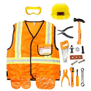 Children uniform engineer tools toy kids other pretend play set construction worker costume for Toddler, Boys