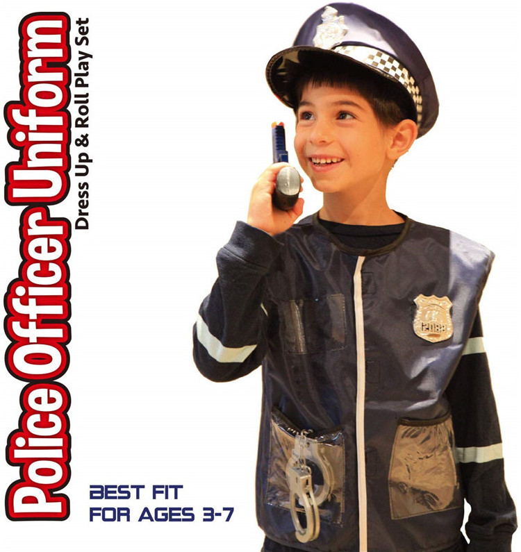 High quality 14 pcs kids police uniform role play  halloween theater children costumes for  play dress up