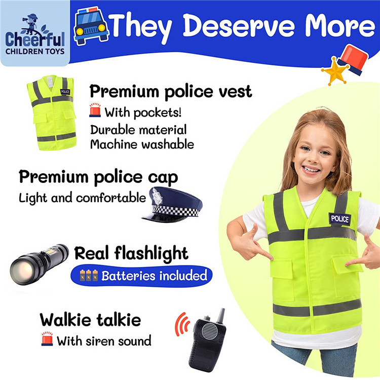 Fancy Halloween Role play Outfits Police Officer Dress Up Kids Cosplay Party Career Police Uniform Costume For Carnival Party