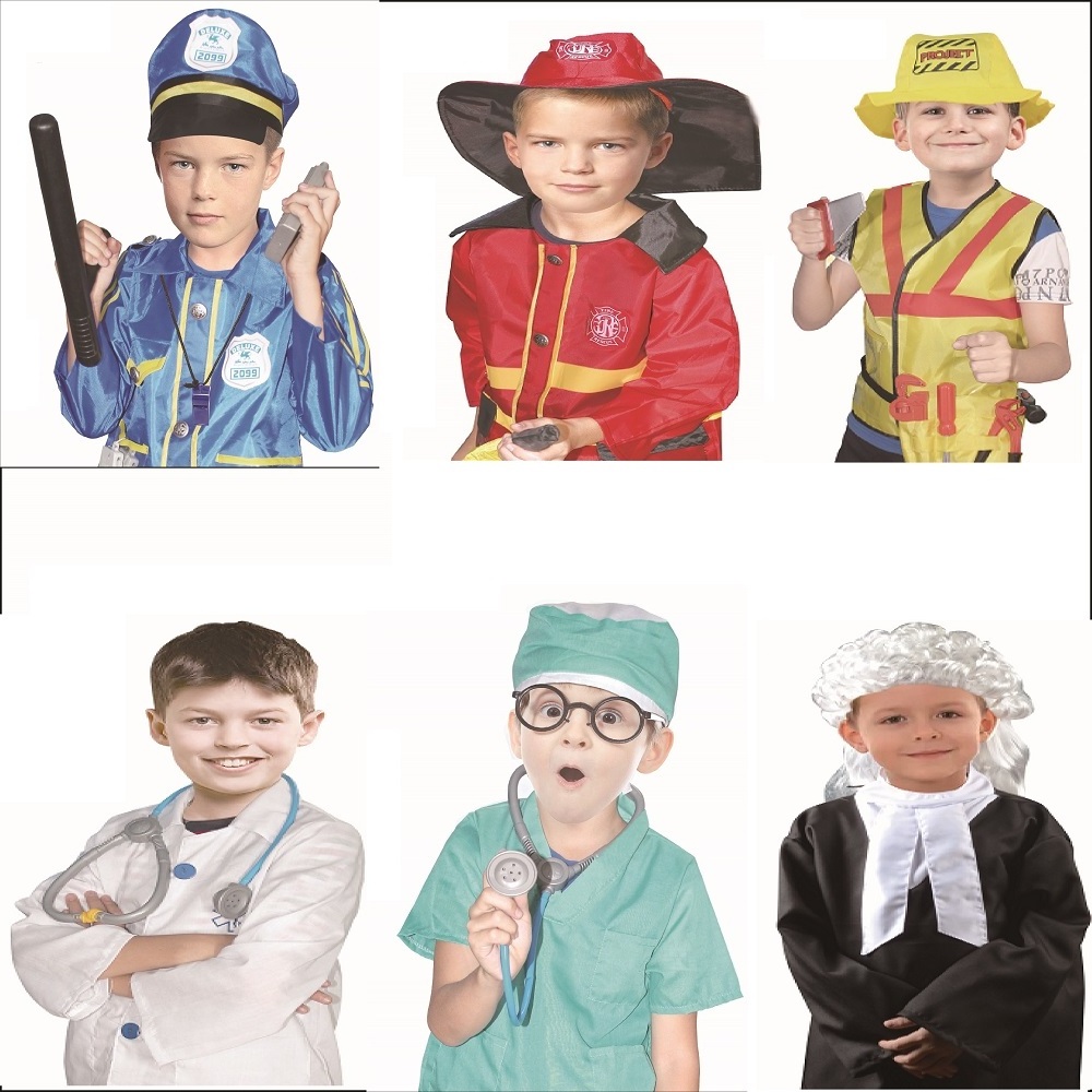 A Performance suit Halloween Cosplay Kids Role Play Toy Set Career Costumes Construction Worker Costume cosplay