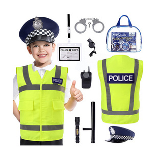 Fancy Halloween Role play Outfits Police Officer Dress Up Kids Cosplay Party Career Police Uniform Costume For Carnival Party