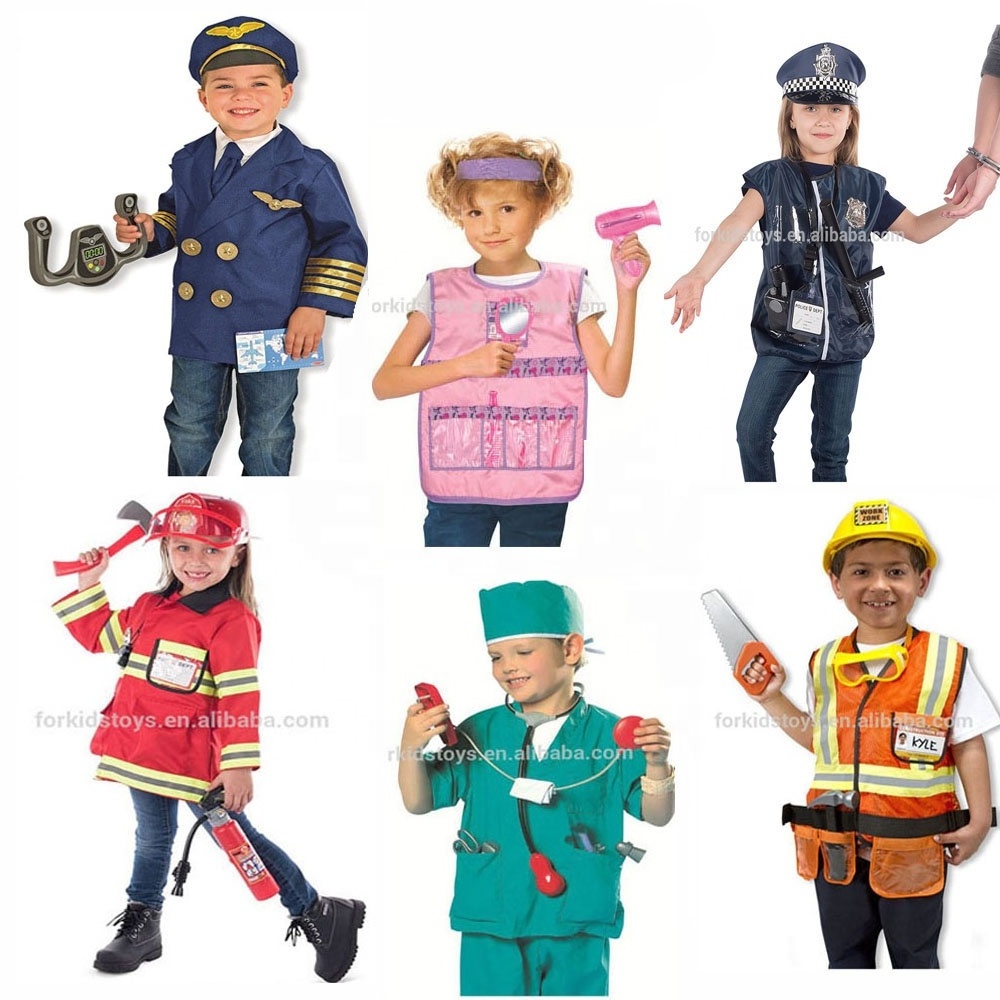 A Performance suit Halloween Cosplay Kids Role Play Toy Set Career Costumes Construction Worker Costume cosplay