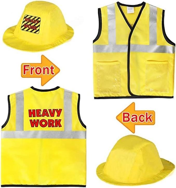 Construction worker children role play costume with mechanical tools set Pretend play kids play tool set