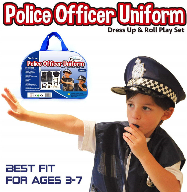 High quality 14 pcs kids police uniform role play  halloween theater children costumes for  play dress up