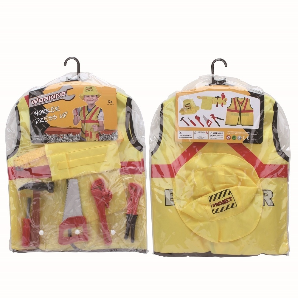 A Performance suit Halloween Cosplay Kids Role Play Toy Set Career Costumes Construction Worker Costume cosplay