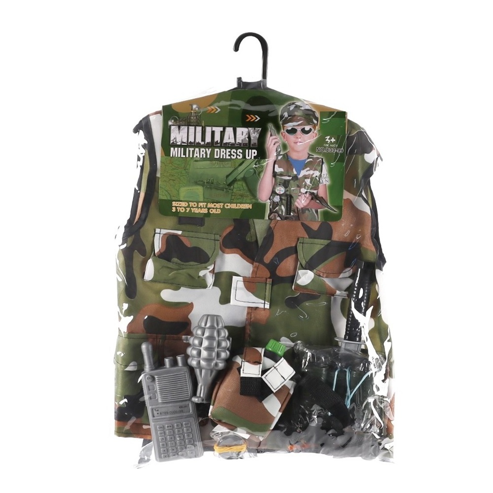 Kids Pretend Play Army Toy Dress Up Costumes Little Soldier Cosplay Costume Military Toy For Boys Role Playing