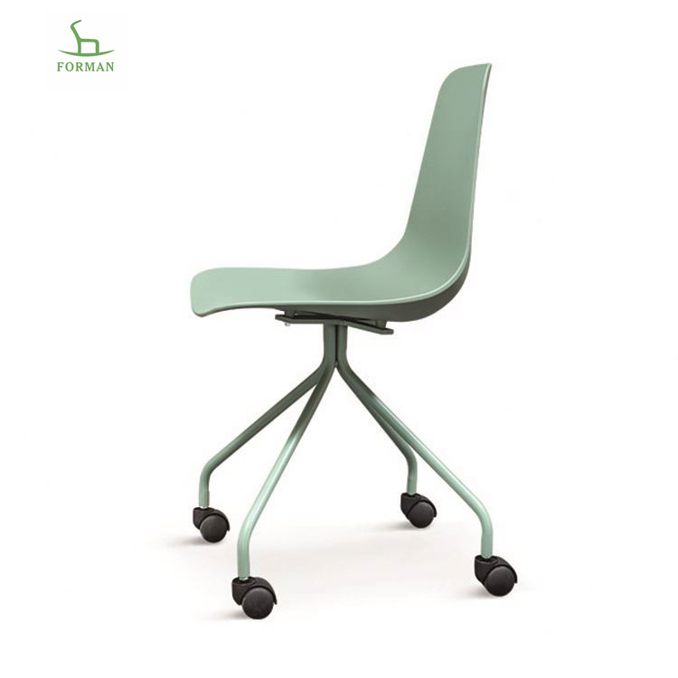 China classic cheap small home PP plastic office chair on wheels