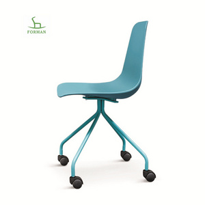 China classic cheap small home PP plastic office chair on wheels