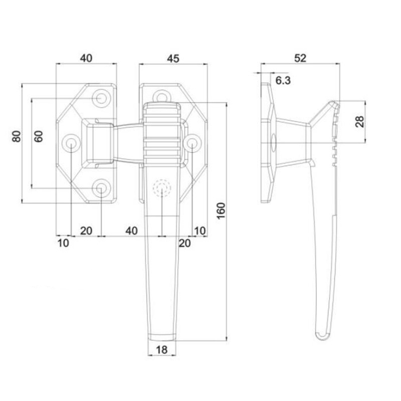 Stainless Steel Oven Lock Door Handle Adjustable Handle Lock For Industrial Equipment Steaming Cabinet Freezer Use