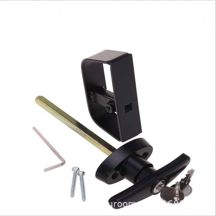 link- Black  Shed Door T-Handle Lock Kit Barn Door  Playhouse Chicken Coop  Garage Doors latch