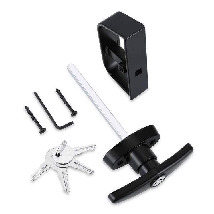 link- Black  Shed Door T-Handle Lock Kit Barn Door  Playhouse Chicken Coop  Garage Doors latch