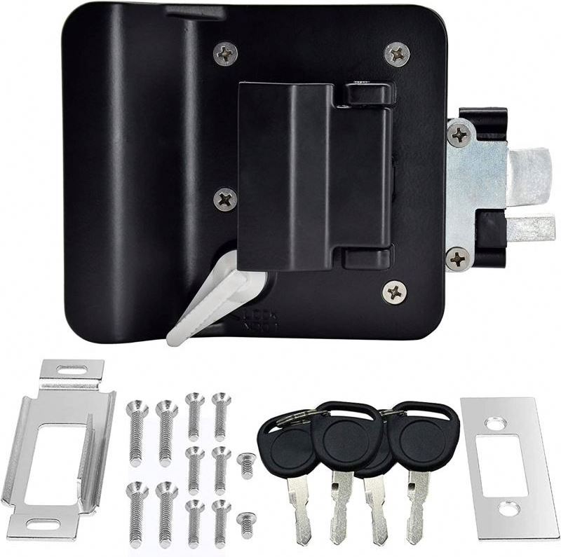 link- RV Entry Door Lock with Paddle Deadbolt  Zinc Alloy Black Camper Horse Travel Trailer Cargo Hauler Caravan latch handle