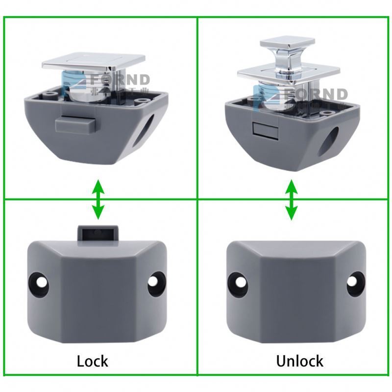 link- Cupboard Locks Cabinet Door Catch Keyless Push Button Latch For Rv Caravan Motorhome Boat Cabinet Button Lock