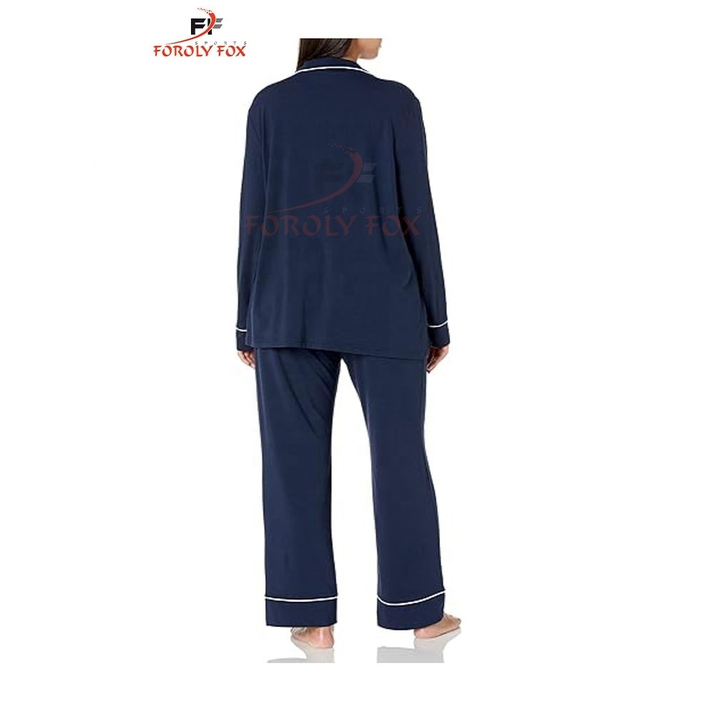 Essentials Women's Flannel Long-Sleeve Button Front Shirt and Pajama Set Custom Digital Print 100% Cotton Sleep Wear