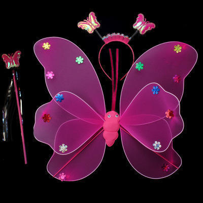 Glowing Butterfly Wings Little Girl Back Decoration Children Led Flashing Toys Wonderful Magic Wand Flower Fairy Set