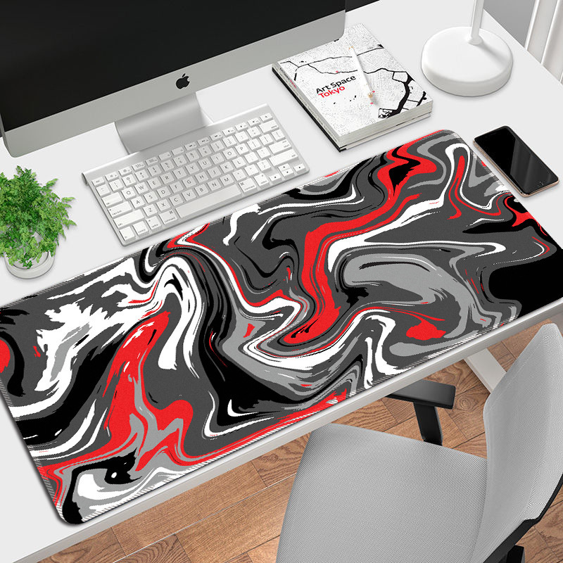 Hot Selling Custom Wholesale Abstract  Strata Liquid Fluid Pattern Mouse Pad with lock edge TOPO Mousepad large size mouse pad