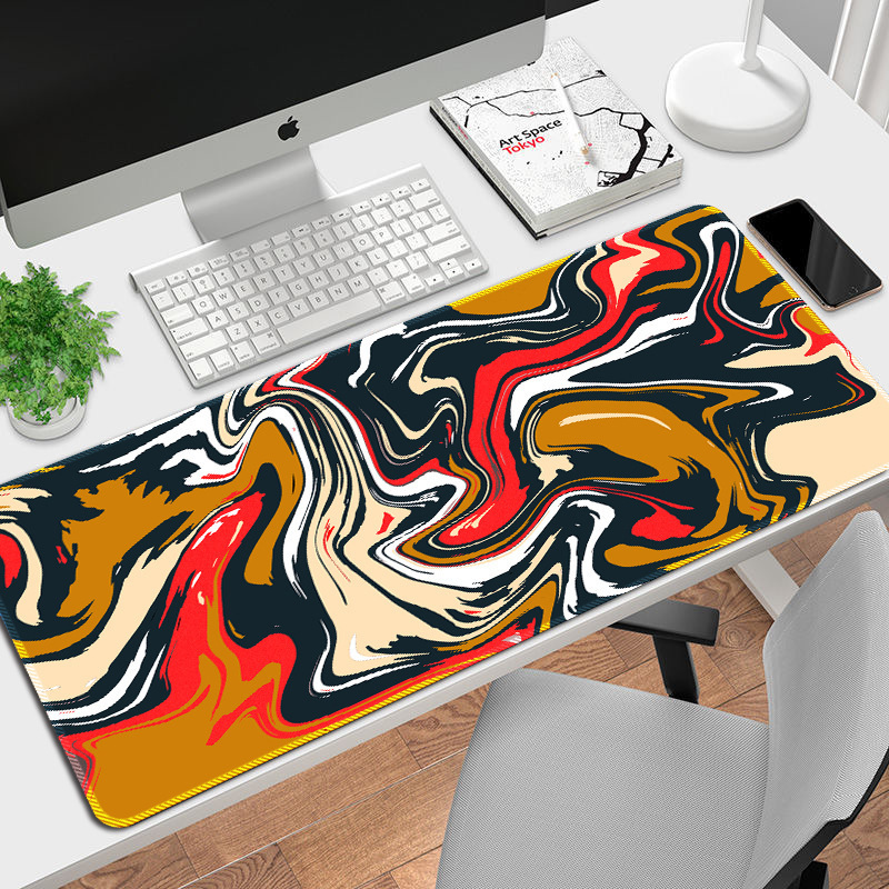 Hot Selling Custom Wholesale Abstract  Strata Liquid Fluid Pattern Mouse Pad with lock edge TOPO Mousepad large size mouse pad