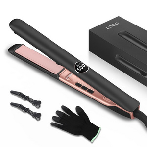 High Quality Flat Iron Customize 260C 500F Smooth Plate Professional Negative Ion Titanium Hair Straightener planchas de cabello