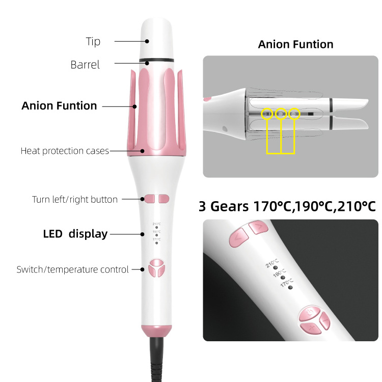 Wholesale AUTO Curling Iron High quality Titanium Ceramic Automatic Rotating Hair Curler Private label Curling Wand