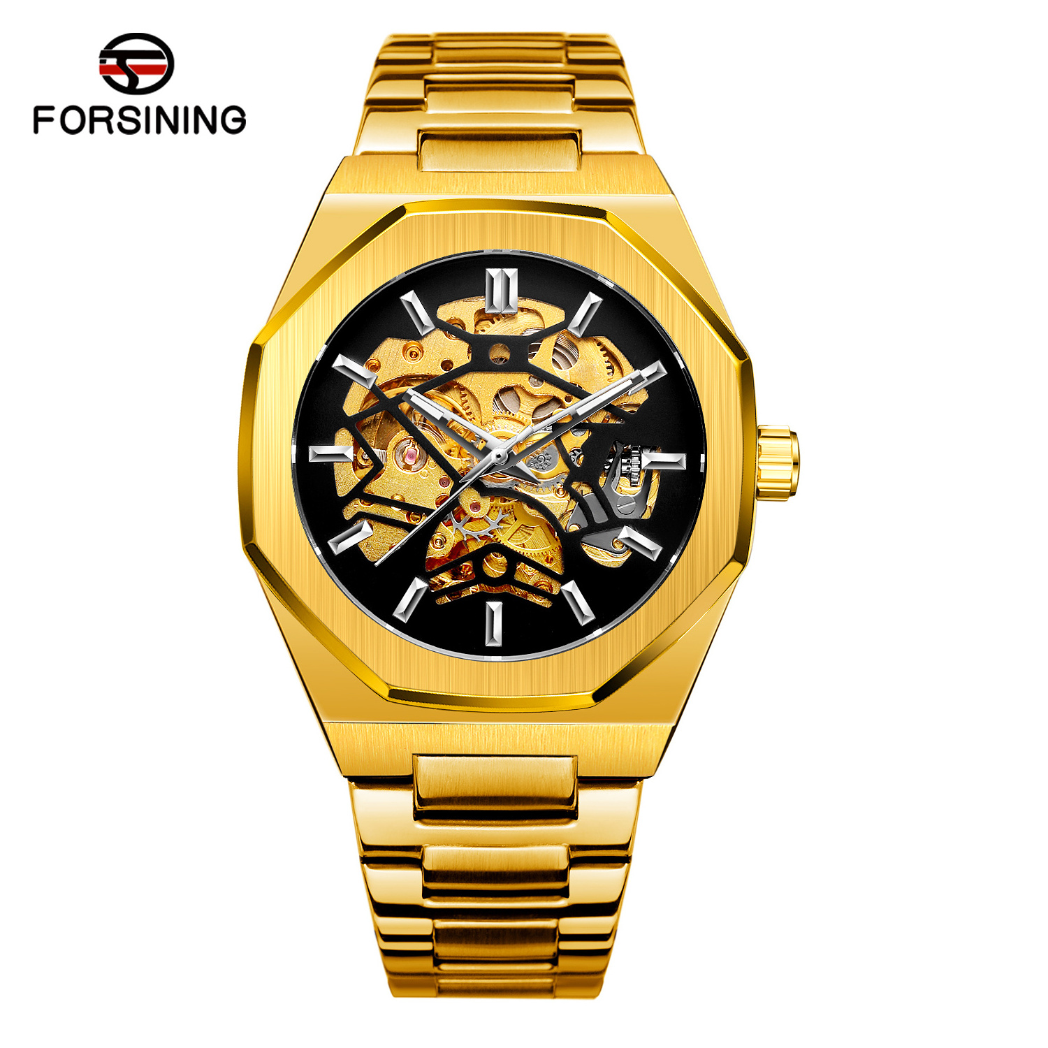 2024 relogio forsining montrepourhomme wristwatches Men Automatic Skeleton Stainless Steel mechanical watches for watches men