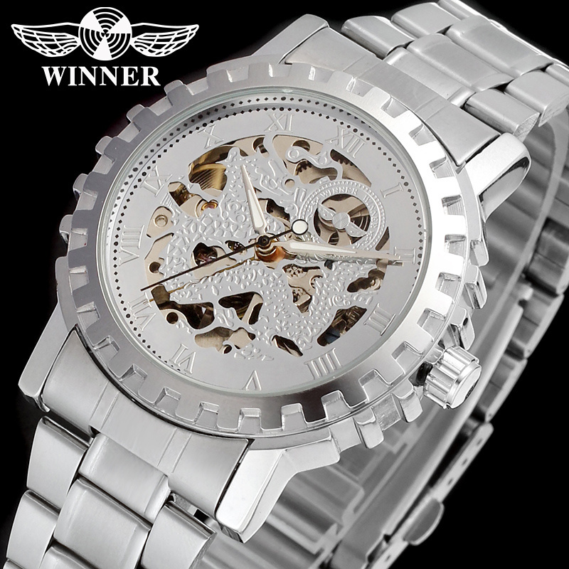 Erkek Saat 2024 T-WINNER Automatic Mens Custom Logo Watches Skeleton Dragon Wristwatches relojes hombre