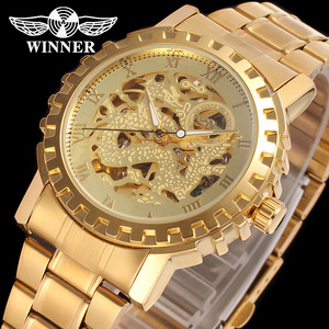 Erkek Saat 2024 T-WINNER Automatic Mens Custom Logo Watches Skeleton Dragon Wristwatches relojes hombre