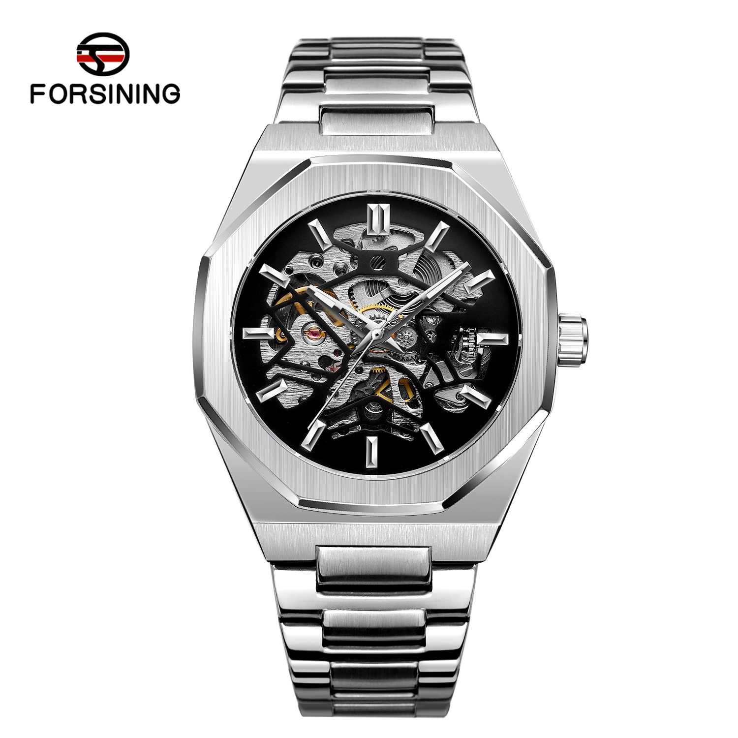 2024 relogio forsining montrepourhomme wristwatches Men Automatic Skeleton Stainless Steel mechanical watches for watches men