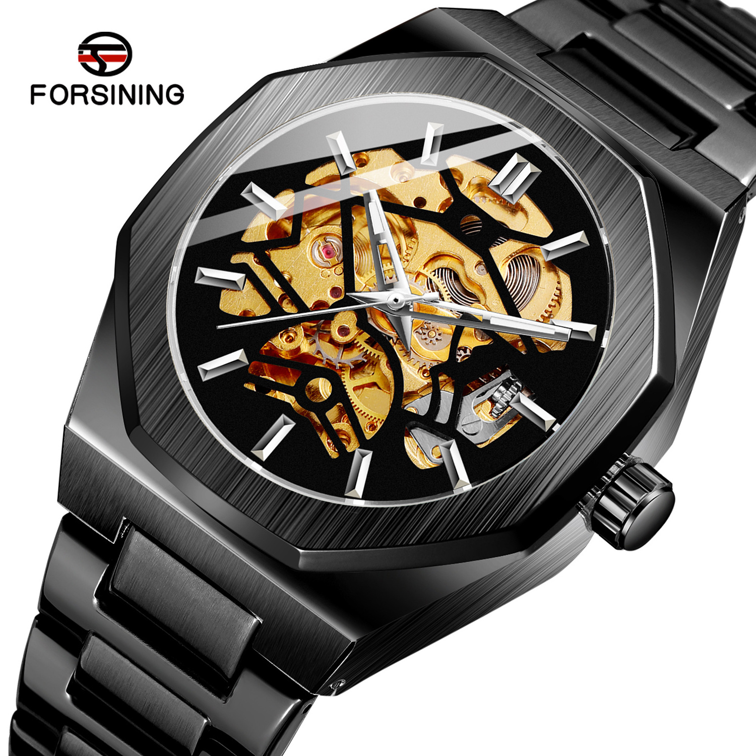 2024 relogio forsining montrepourhomme wristwatches Men Automatic Skeleton Stainless Steel mechanical watches for watches men