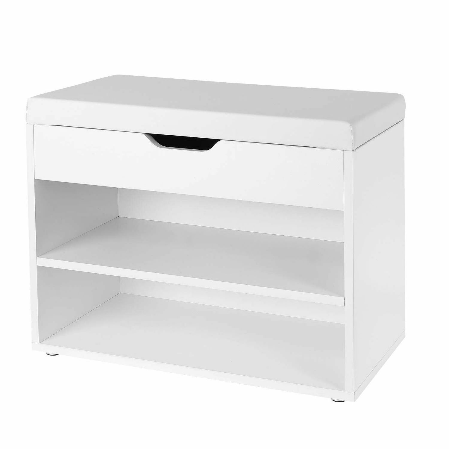 Modern White Hallway Entryway Entrance Shoe Bench Cabinet Storage Rack Shelf Seat Cushion Shoes Organizer