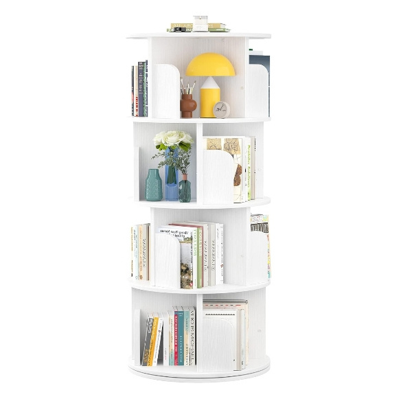 Modern Tall Revolving Rotating MDF Wood OEM Storage Cabinet Tree Corner Office Wall Modular Cube Bookcase Bookshelf Living Room