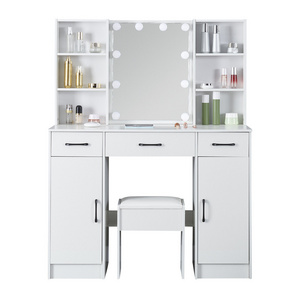 Simple Dresser Mirrored Mirror Furniture Dressing Table Set Vanity Led Mirror Stool Living Room Dressing Table Drawers Lights