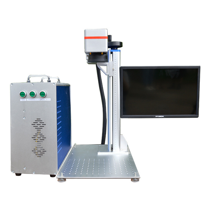 27%discount !20w 30w 50 watt fiber laser marking machine with rotary laser engraving machine metal