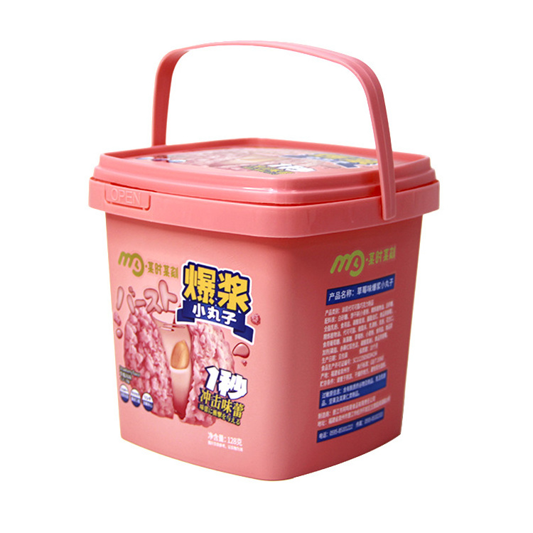 Square Plastic box Custom Food Packing IML Tamper Evident Plastic Containers With Lids Snack Cookie Candy Storage Plastic bucket