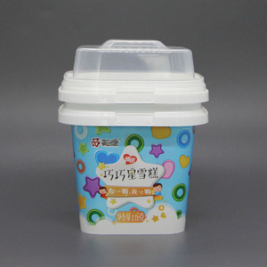 250 ml Square ice cream box Custom logo ice cream packaging plastic tubs and lids IML plastic ice cream cup 9 oz 250 gram