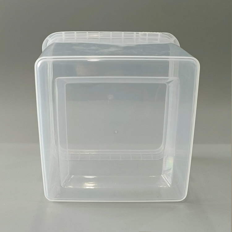 Wholesale custom logo design disposable 2.5 L transparent square plastic buckets clear plastic tubs with lids