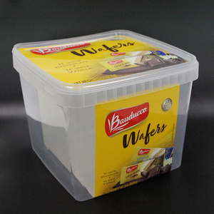 Customized wholesale 4 L square food grade fruit puree barrel plastic pail with lid ice cream packaging plastic bucket