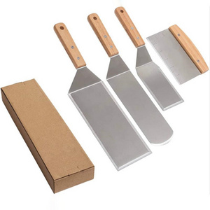 Baking Tools 4 Pieces Pizza Shovel Griddle Scraper BBQ Burger Turner Set