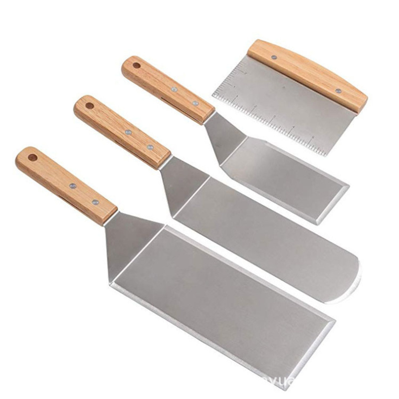 Baking Tools 4 Pieces Pizza Shovel Griddle Scraper BBQ Burger Turner Set