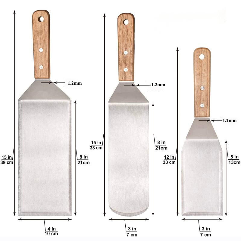 Baking Tools 4 Pieces Pizza Shovel Griddle Scraper BBQ Burger Turner Set