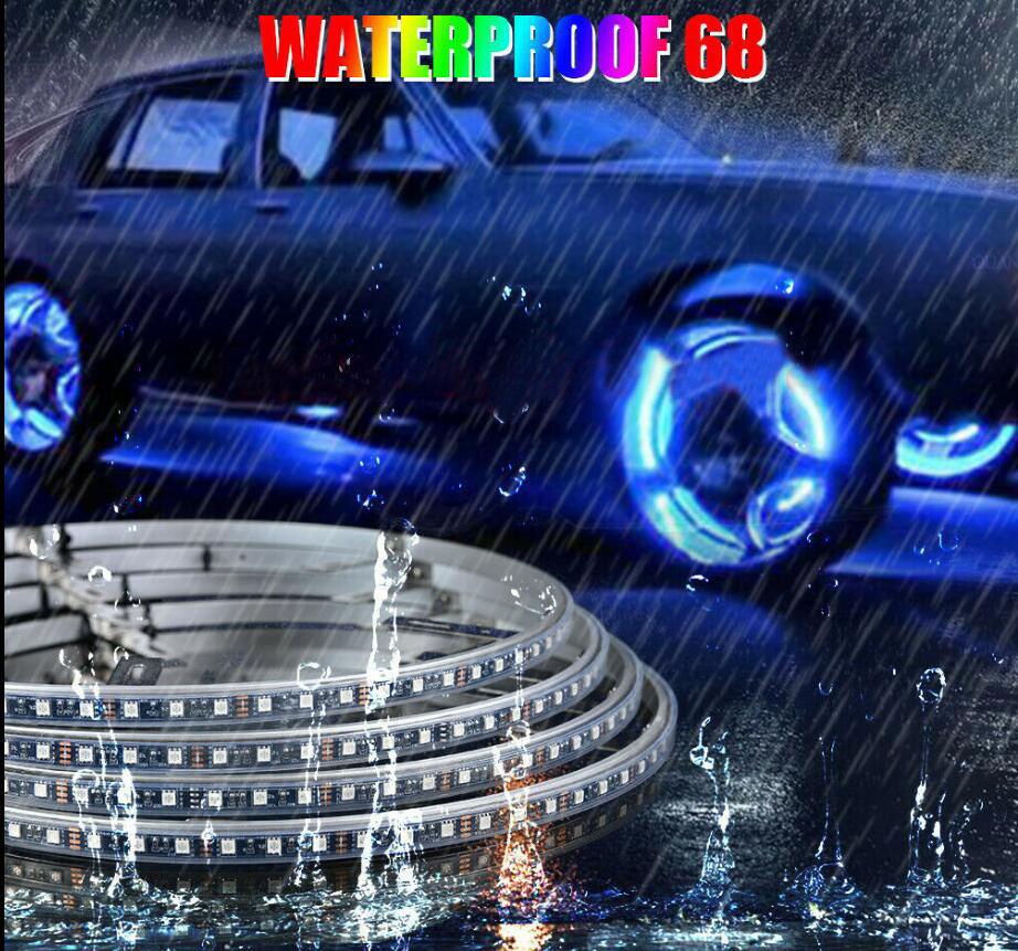 APP Control Waterproof IP68 Dream Chasing Color Flow Double Row Led Wheel Ring Lights Car Tire Lights For Truck All Jeep Offroad