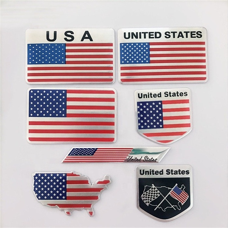 Alloy Metal Paint Custom Unite State American Flag Logo Car Sticker Badge Emblem Decal