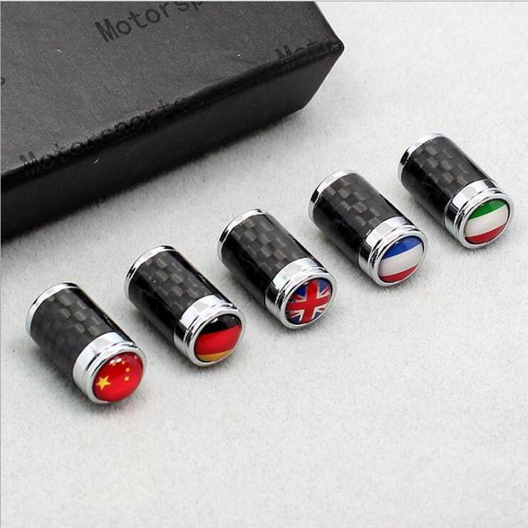 Custom Car Logo Carbon Fiber Universal Wheel Tire Air Valve Stem Dust Caps