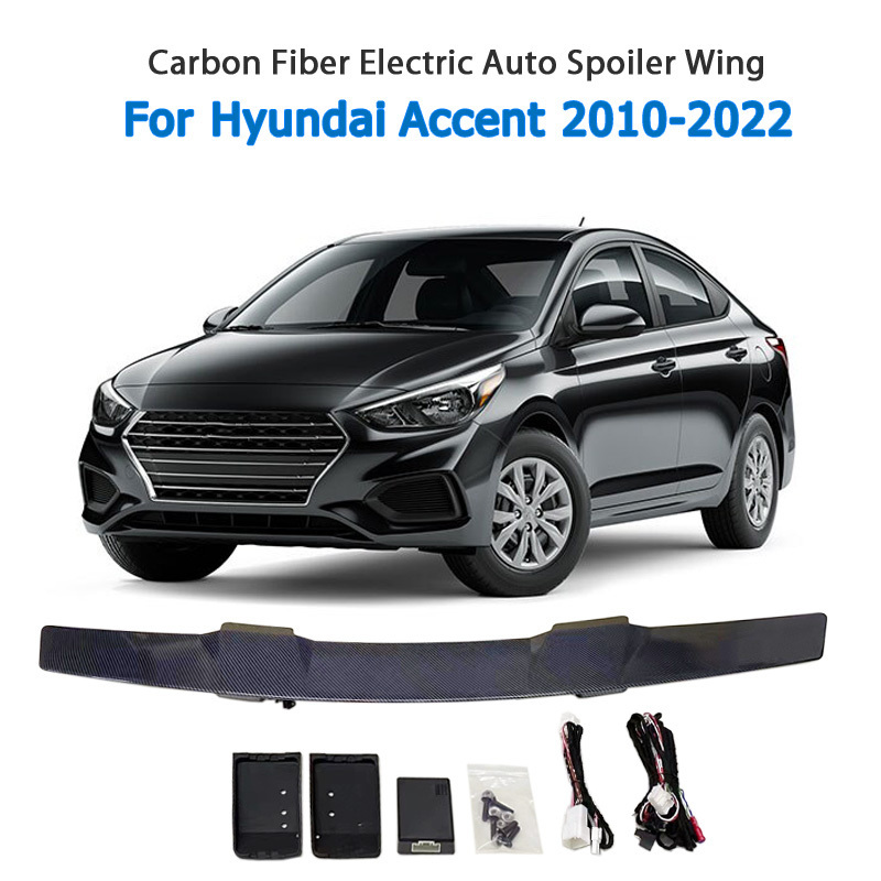 Perfect Design Gloss Carbon Fiber ABS Remote Controlled Car Rear Trunk Tail Boot Spoiler For Hyundai Accent 2010-2022