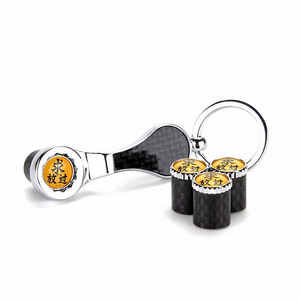 Custom Zinc Alloy Metal Black Keychain With Logo Car Air Tire Valve Cap