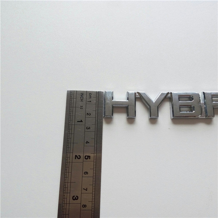 Customized Car Badge Logo 3D Chrome For Hybrid Letter Emblem