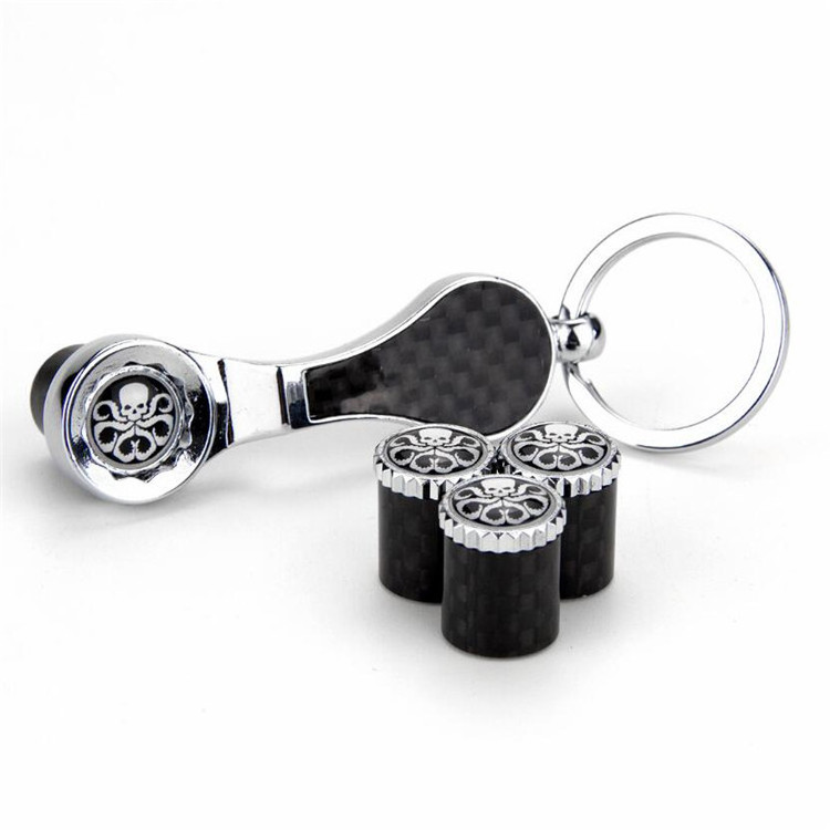 Custom Zinc Alloy Metal Black Keychain With Logo Car Air Tire Valve Cap