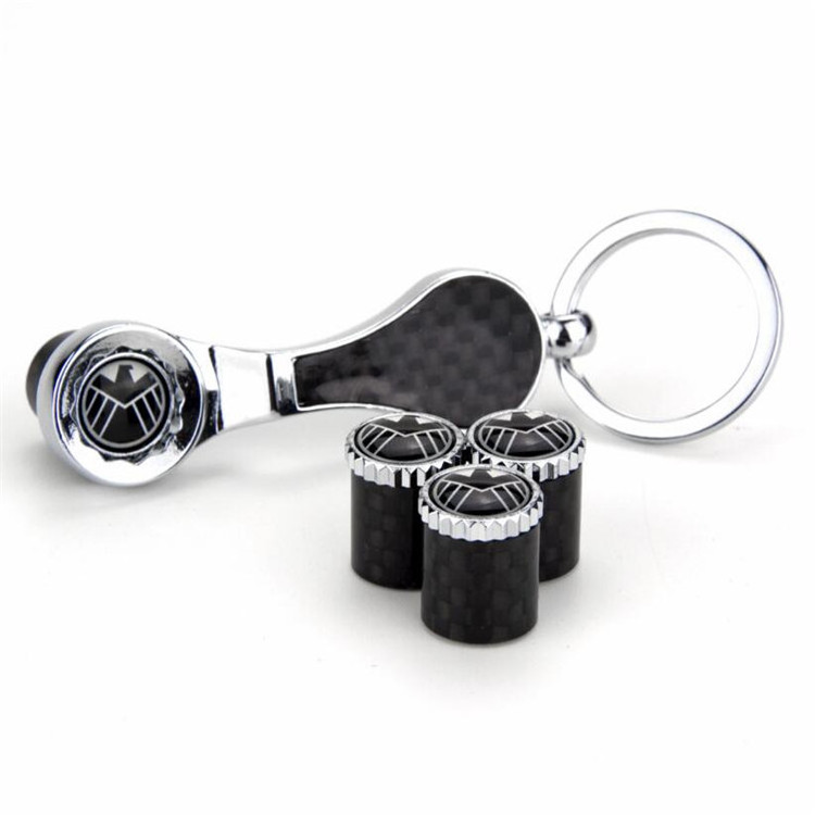 Custom Zinc Alloy Metal Black Keychain With Logo Car Air Tire Valve Cap