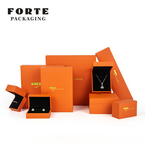 Forte Hot Sale Custom Orange Jewelry Packaging Velvet Luxury Jewelry Box Ring Box jewelry packaging